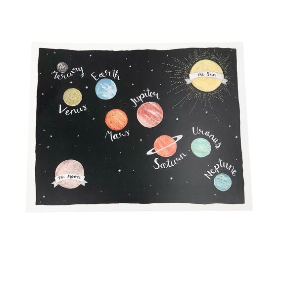 Lucy Darling Set of Three Space Themed Prints Ready to Frame Nursery Bedroom - Picture 3 of 13